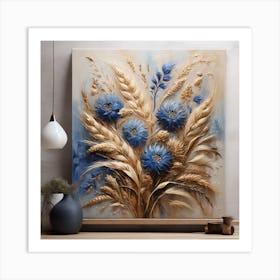 Pattern with Wheat and cornflowers flowers 1 Art Print