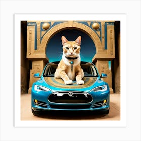 A painting of a Tesla car in the era of the Pharaohs
CAT 2 Art Print