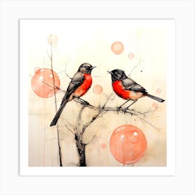 Birds On A Branch Art Print