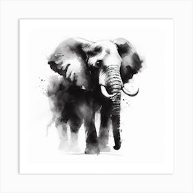 Elephant In Black And White Art Print