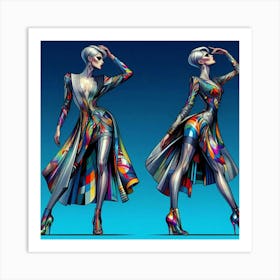 Two Women In Futuristic Fashion Art Print