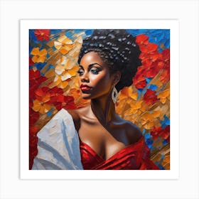 African Woman In Red Dress Art Print