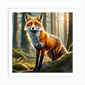 Fox In The Forest 100 Art Print