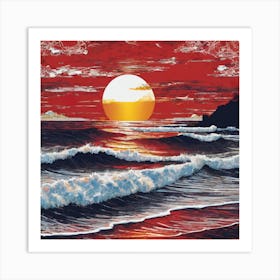 Sunset At The Beach 2 Art Print