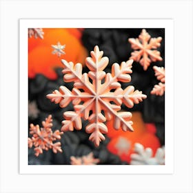 Snowflakes On A Black Background Art Print