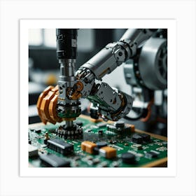 Robot Working On A Circuit Board 1 Art Print