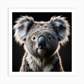 Koala portrait on black background 1 Art Print