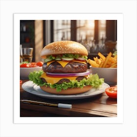 Hamburger On A Plate 191 Art Print