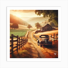 Country Road With Truck 2 001 001 Copy Art Print