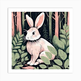 Rabbit In The Woods 12 Art Print