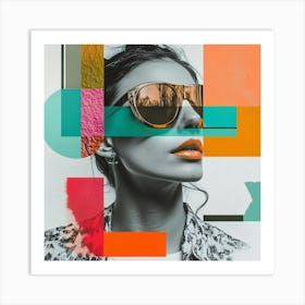 Abstract Woman In Sunglasses Collage Art Print