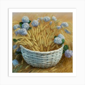 Hydrangeas In A Basket 1 Art Print