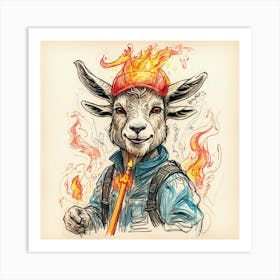 Goat Firefighter Art Print