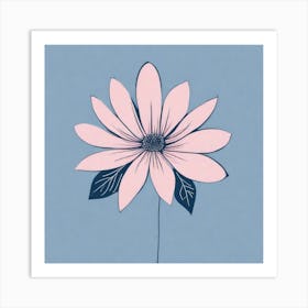 A White And Pink Flower In Minimalist Style Square Composition 696 Art Print