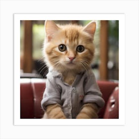 Cat In A Shirt Art Print