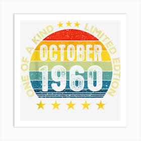 Awesome Since October 1960 62 Yrs Old 62nd Birthday Retro Art Print