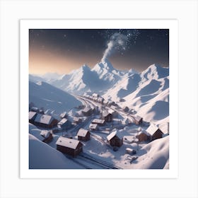 Snowy Village Art Print