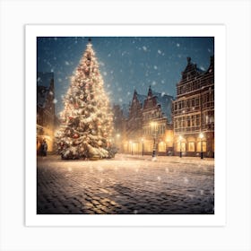 Christmas Tree In The Old Town Art Print