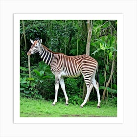 Okapi Africa Giraffe Mammal Forest Herbivore Stripes Hooves Wildlife Rainforest Congo Uni (2) Art Print