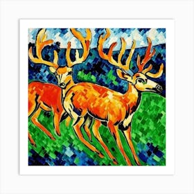 Deer In The Grass Art Print