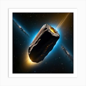 Yellow blue alien artifical asteroid floating in space 3 Art Print