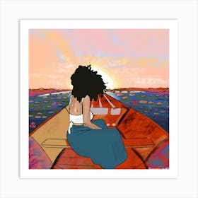 Woman In A Boat Art Print