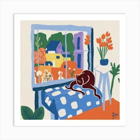 Matisse Inspired Open Window Cat Art Print