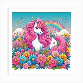 Unicorn In The Meadow 2 Art Print