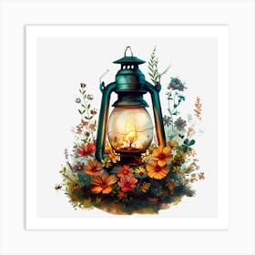 Lantern In The Garden Art Print