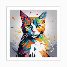 Colorful Cat Painting 2 Art Print