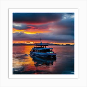 Sunset On A Boat 16 Art Print