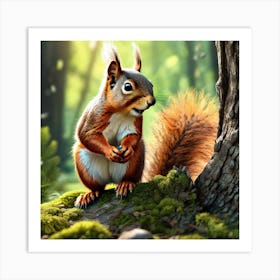 Squirrel In The Forest 351 Art Print