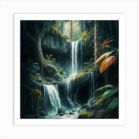 Waterfall In The Forest Art Print