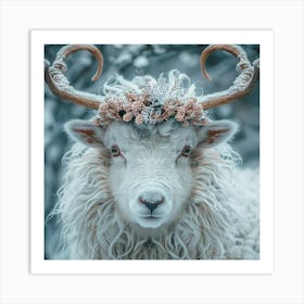 Snowy Sheep Art Print