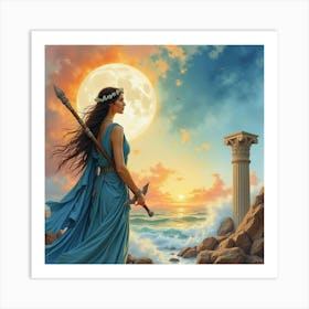 Watercolor The Mystical Realms Of Ancient Greek Legends 1 Art Print