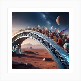 A Breathtakingly Detailed High Resolution Illustration A Bridge Between Earth And Mars 1 Art Print