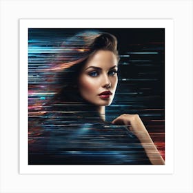 Futuristic Woman With Long Hair Art Print