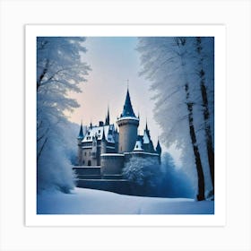 The snow castle in the snowy forest Art Print