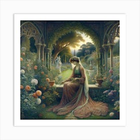 Lady In The Garden 6 Art Print