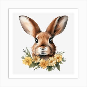 Bunny With Flowers Art Print