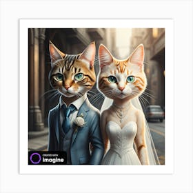 Cat Bride and Groom / Wedding Cats 1 Art Print