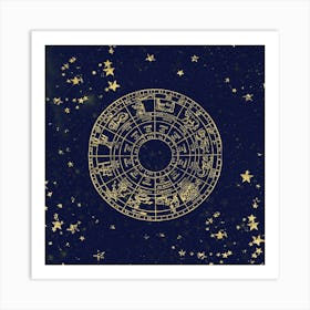Star Map Gold And Navy Art Print