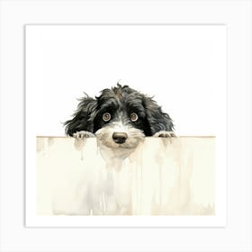 Little Dog Peeking Over The Wall 3 Art Print