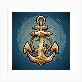 Golden Anchor Vector Illustration Art Print