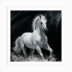 White Horse Running Art Print