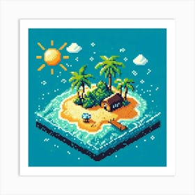 8-bit tropical island 1 Art Print