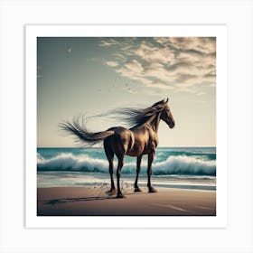 Horse On The Beach Art Print