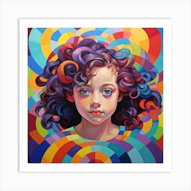 Girl With Curly Hair Art Print