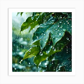 Raindrops On Leaves 4 Art Print