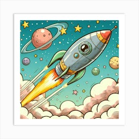 Space Rocket Art Print